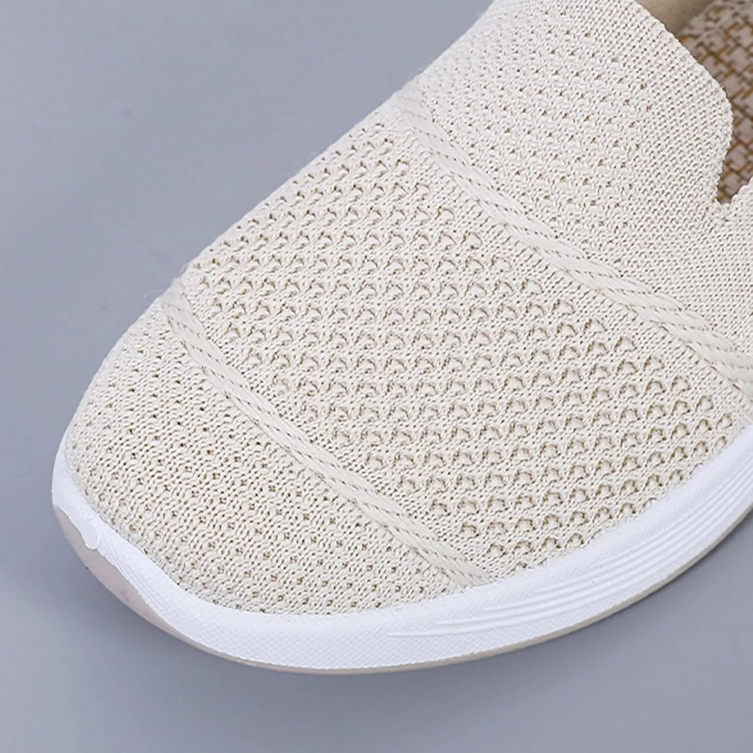 Mmoneyake Women's Woven Orthopedic Breathable Soft Shoes Diabetic Foam Walking Shoes Mesh Knitted Woven Low Top Walking Shoe Slip-On Indoor Outdoor Casual Sneakers