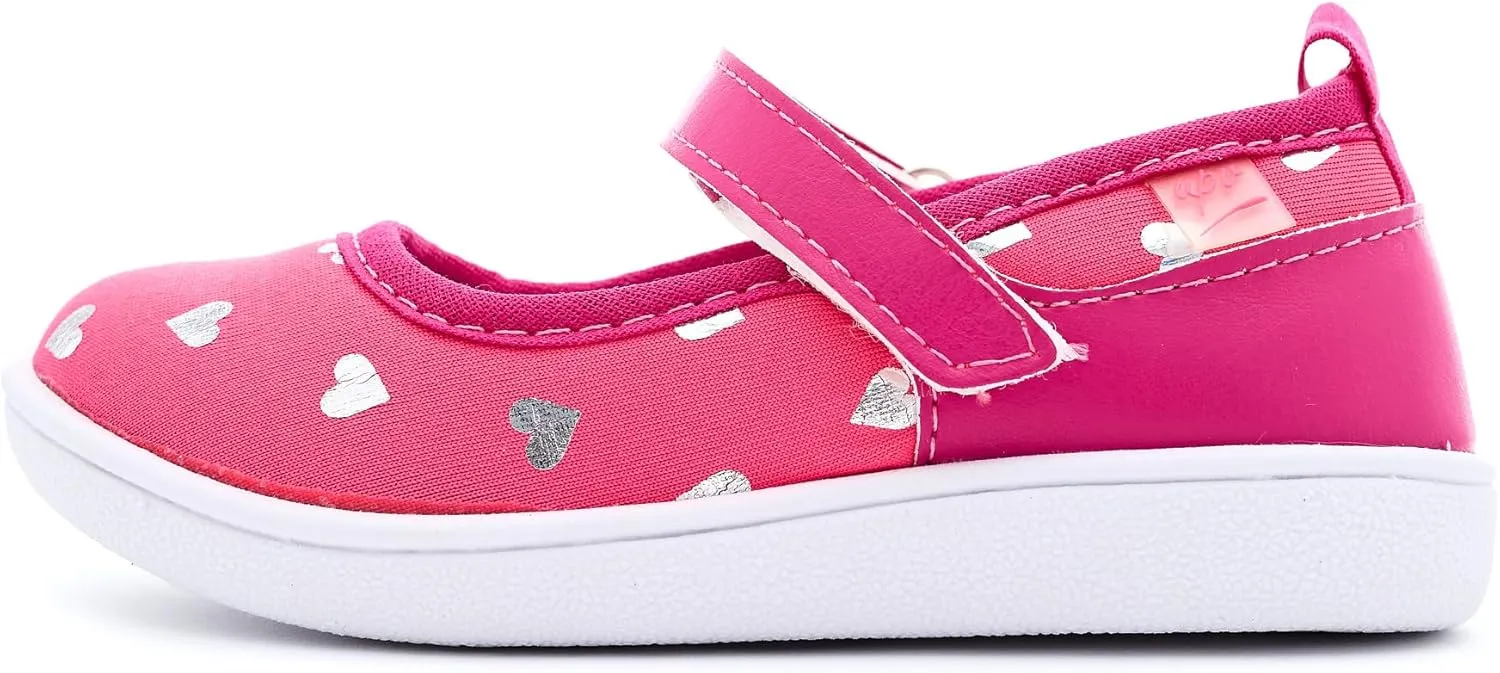 Muffing Girls' Mary Jane Shoes - Anti-Slip PVC Sole, Soft Comfort Insole, Easy Adjustable Strap