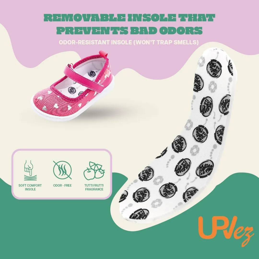 Muffing Girls' Mary Jane Shoes - Anti-Slip PVC Sole, Soft Comfort Insole, Easy Adjustable Strap