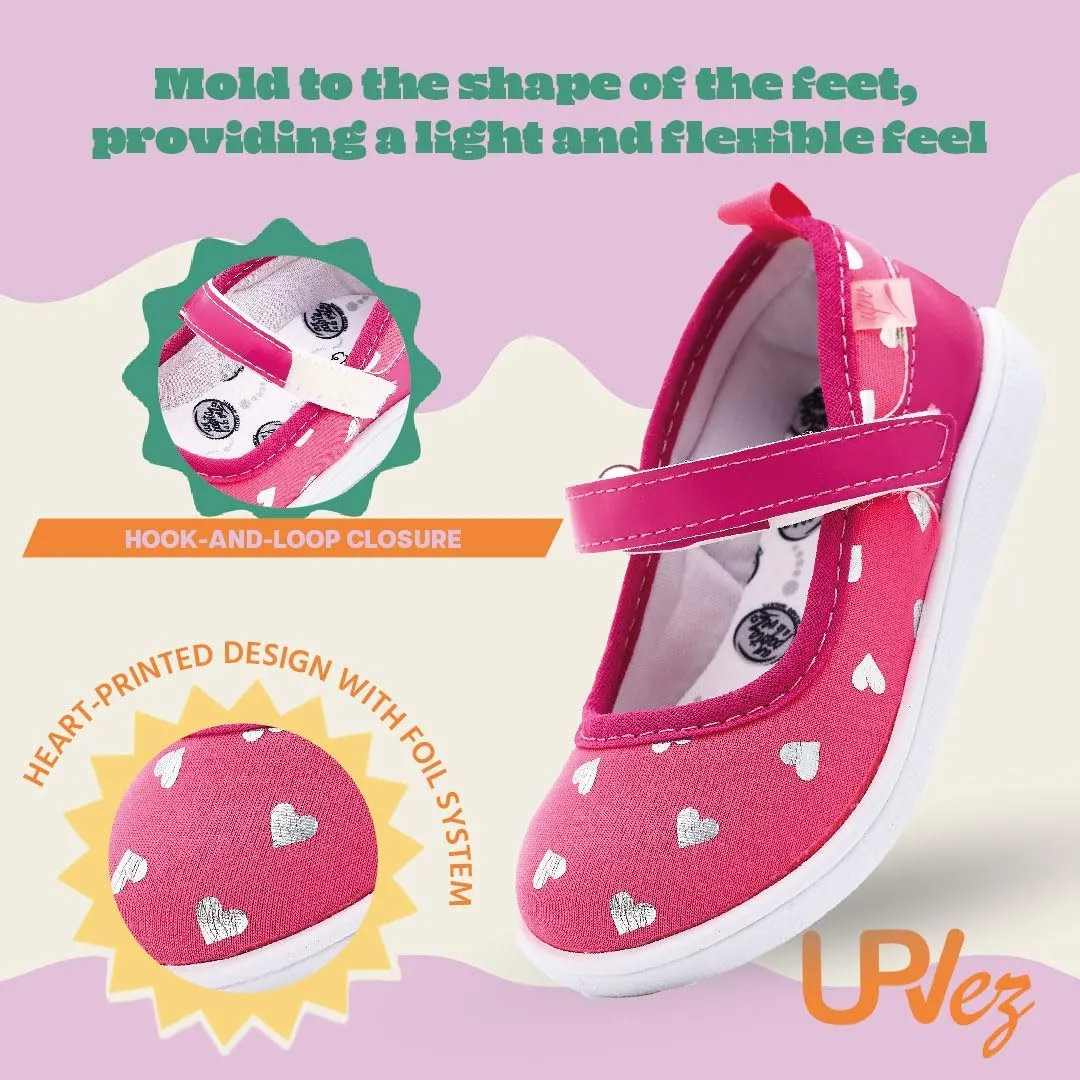 Muffing Girls' Mary Jane Shoes - Anti-Slip PVC Sole, Soft Comfort Insole, Easy Adjustable Strap