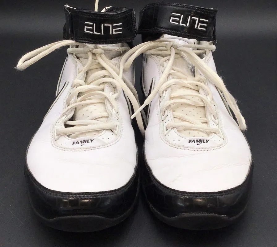 Nike Men's Shox Elite 316904-103 White Black Mid-Top Basketball Shoes - Sz 10.5