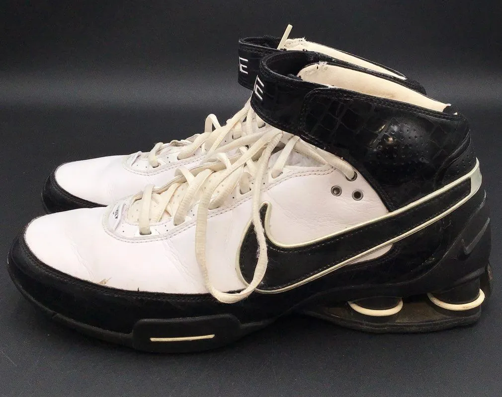Nike Men's Shox Elite 316904-103 White Black Mid-Top Basketball Shoes - Sz 10.5