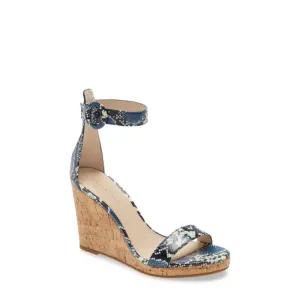 Nisha Indigo Snake Leather Pelle Moda Wedge Sandals