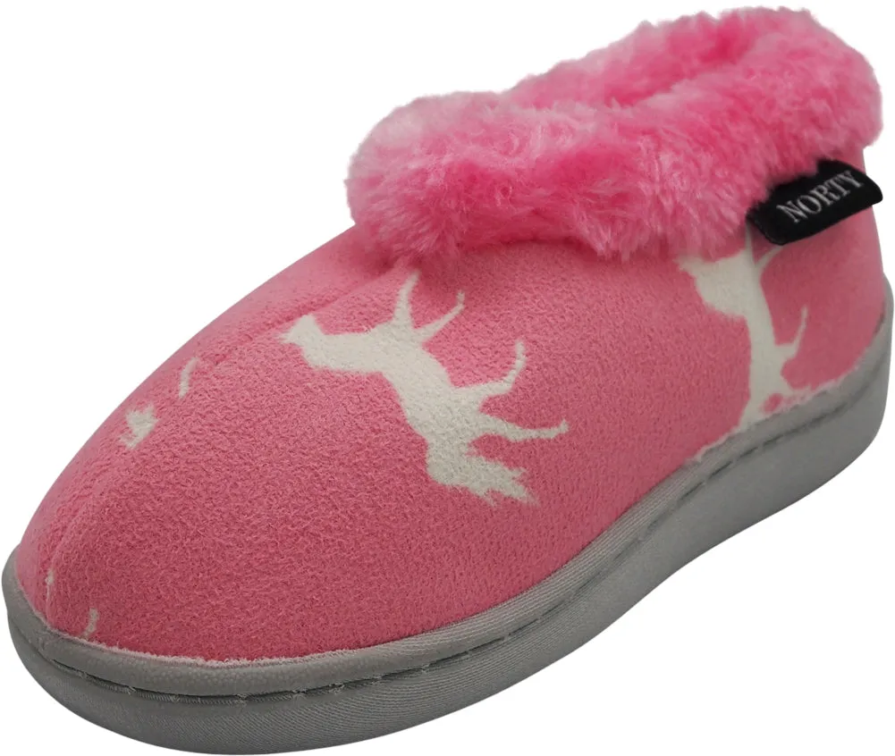 Norty Little Kid / Big Kid Girl's Fleece Memory Foam Slip On Indoor Slippers Sho