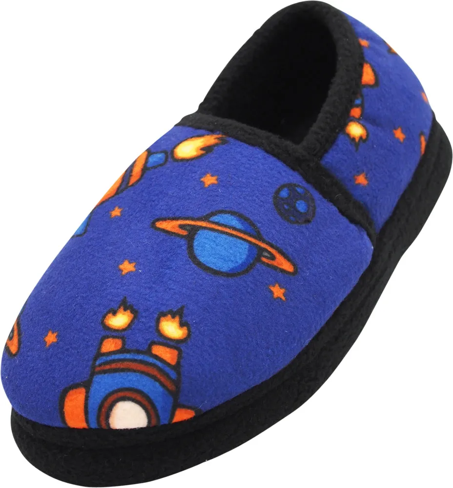 Norty Toddler Boy's Kids Fleece Memory Foam Slip On Indoor Slippers Shoe, 40824