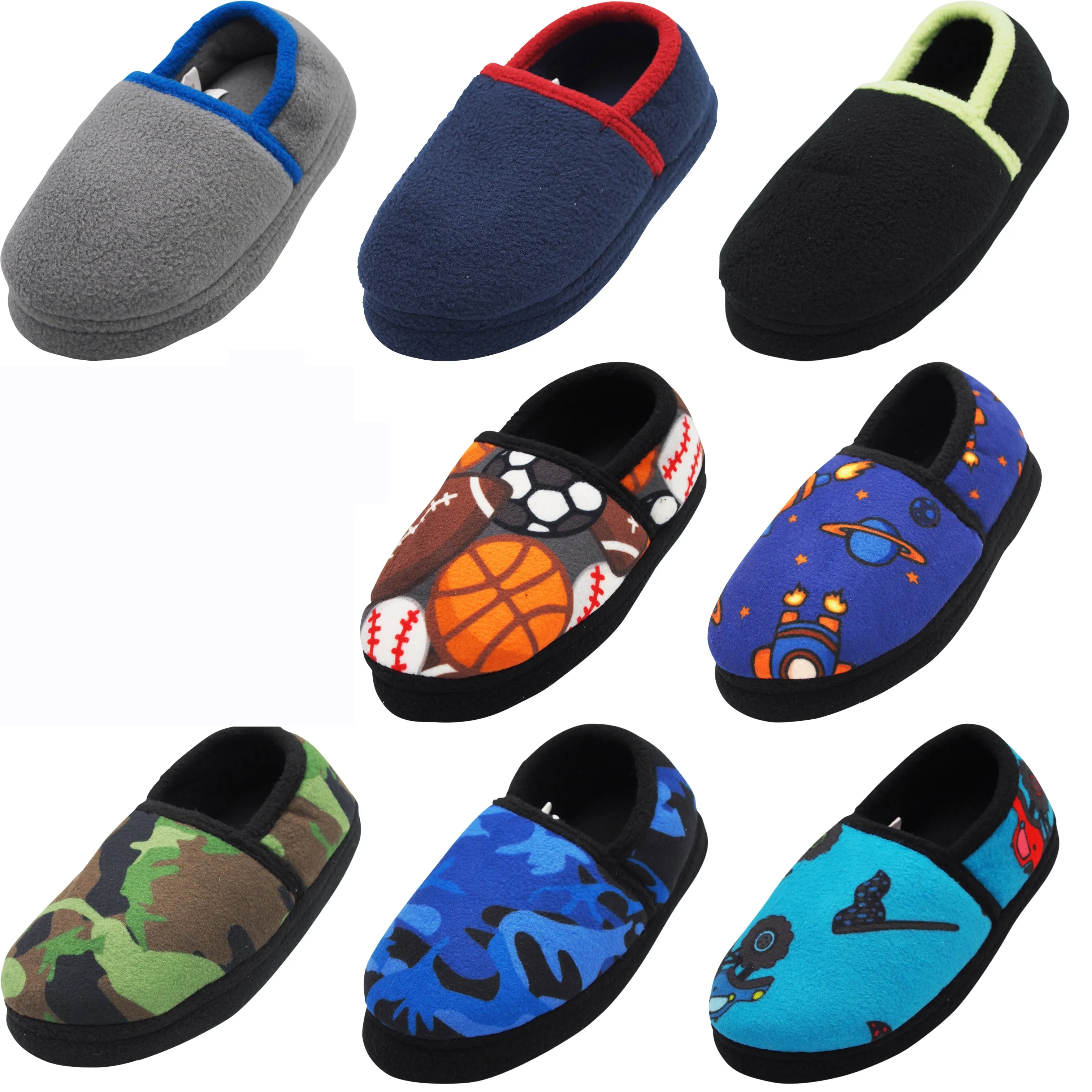 Norty Toddler Boy's Kids Fleece Memory Foam Slip On Indoor Slippers Shoe, 40824