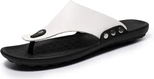 oiangi Men's Shoes Summer Leather Fashion Flip Flops Casual External Wear Beach Sandals
