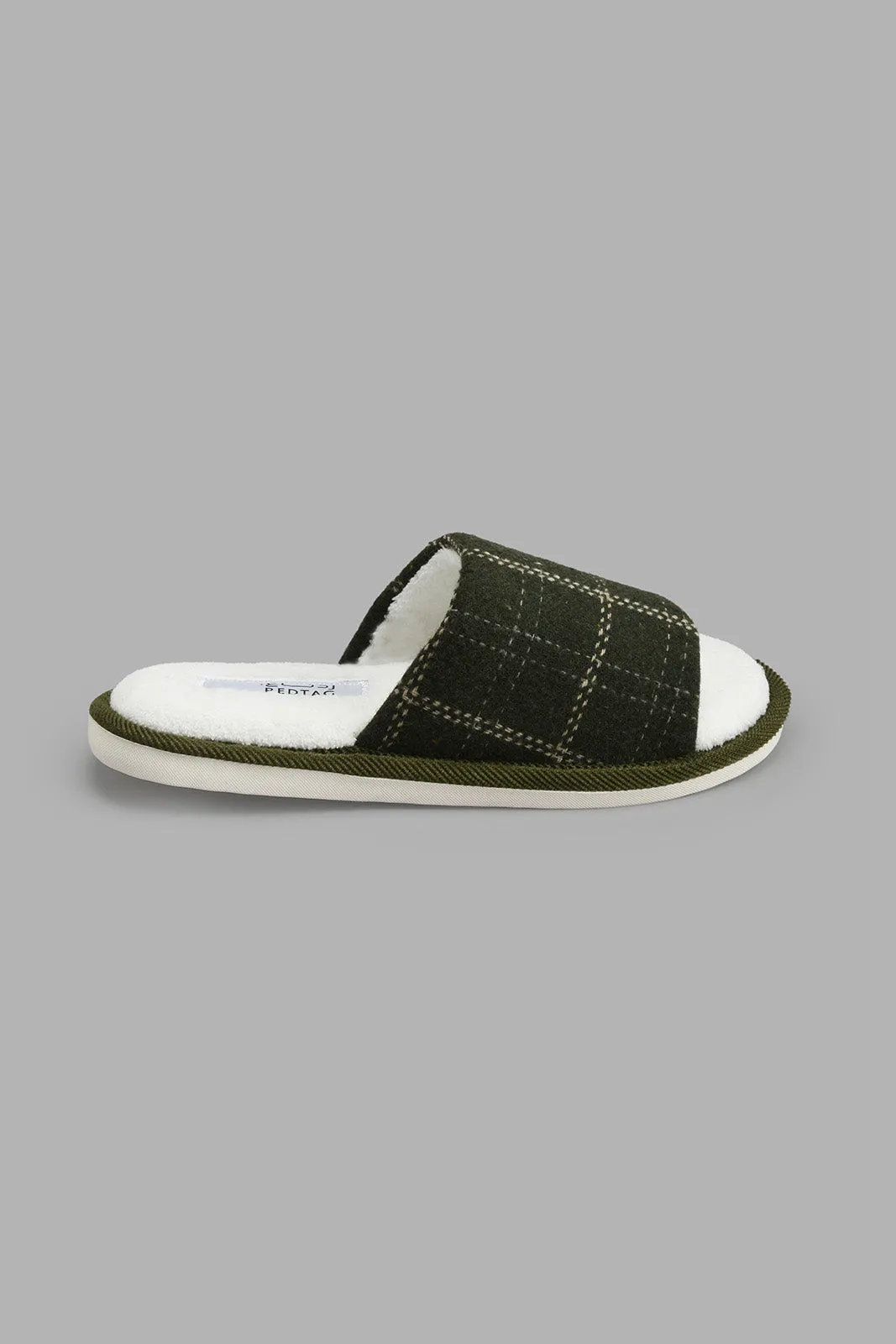 Olive Checkered Quilted Slipper