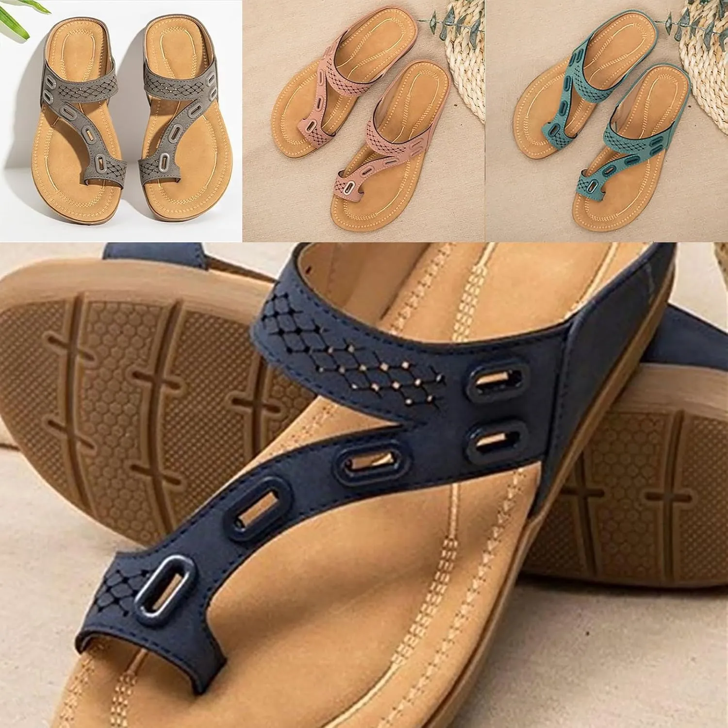 Orthopedic Platform Sandals for Women Wedge Heels Dressy Summer Shoes Arch Support Adjustable Straps Casual Flip Flops Thick Cushion Footwear