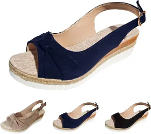 Orthopedic Sandals for Women 2025 Summer Stylish Wedge Open Toe Ankle Strap Slip Platform Sandals Comfortable Casual Bowknot Beach Slippers Shoes with Arch Support