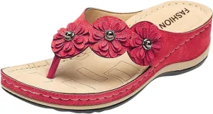 Orthopedic Sandals for Women Arch Support Flip Flops Wide Width Platform Wedge Beach Sandal for Woman Hollow Comfortable Boho Dressy Summer 2025 Cute