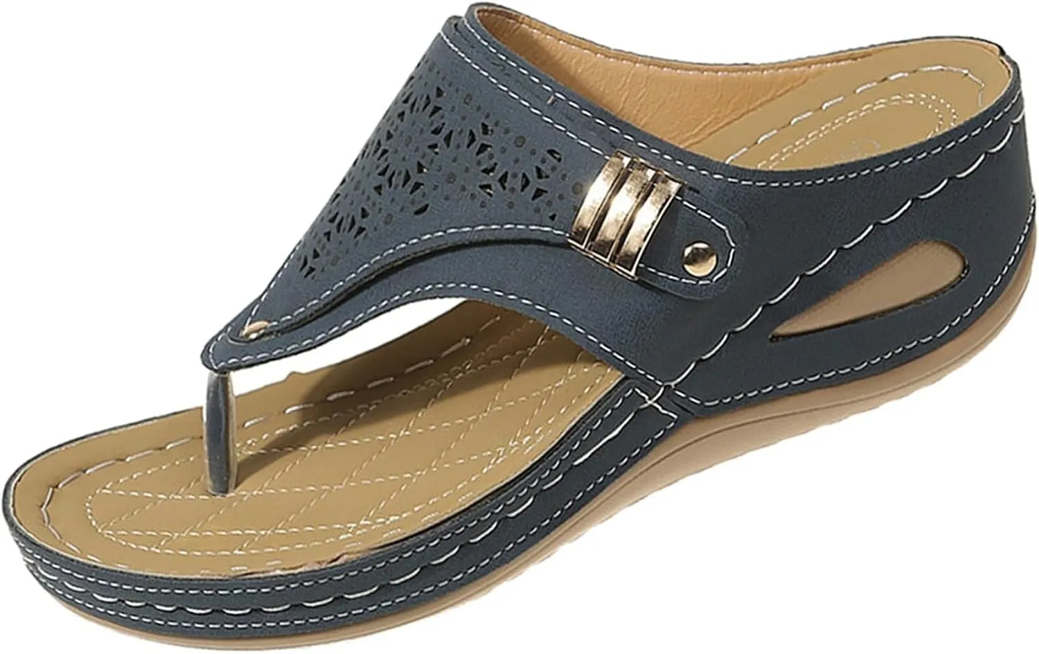 Orthopedic Sandals for Women Breathable Mesh Hollow Sports Sandals Casual Comfort Open Toe Wedge Sandal Orthopedic Flip-Flops Summer Beach Vacation Sandal Non Slip Arch Support Shoes