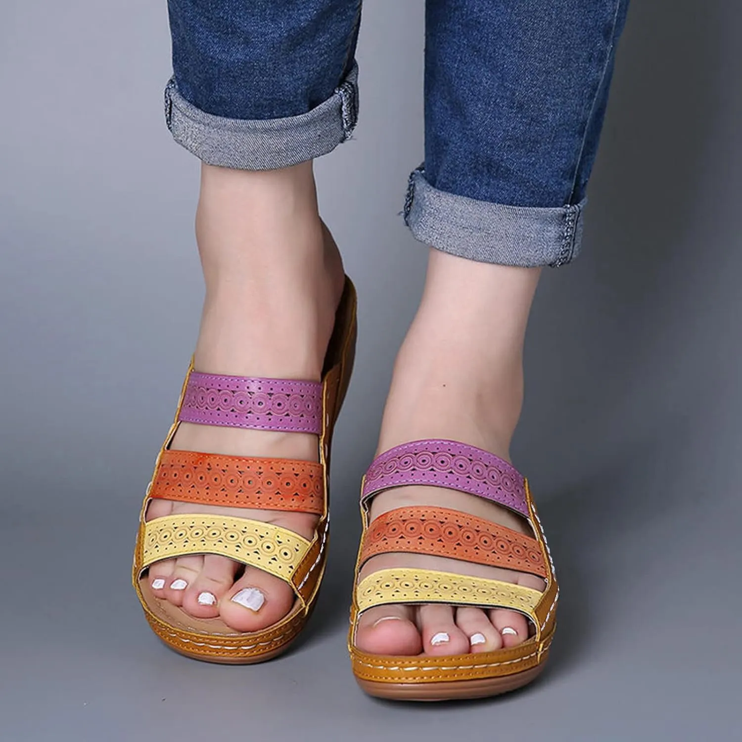 Orthopedic Slippers for Elderly Orthotic Women Thong Sandals Arch Support Flip-Flops Orthotic Dressy Beach Sandals Orthopedic Women Dressy Summer Comfortable Open Toe Summer Flat Sandals