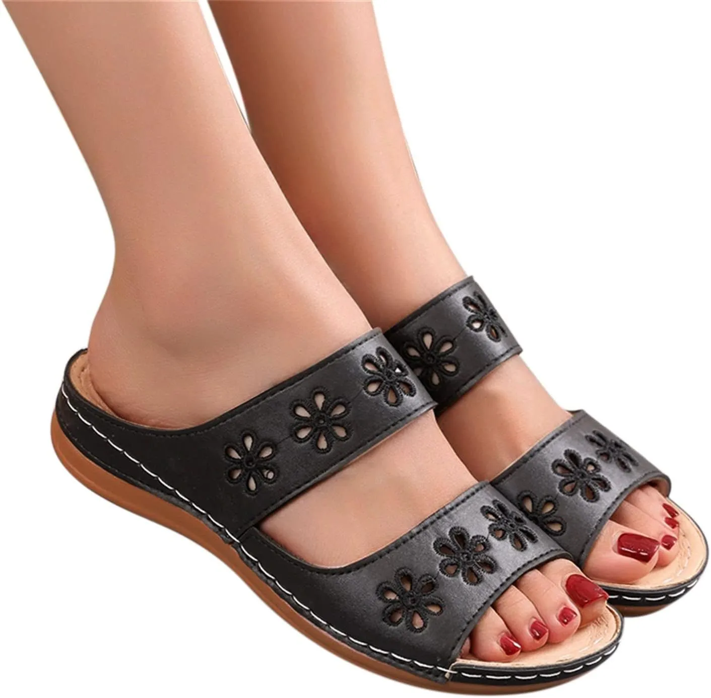 Orthotic Dress Sandals for Women Orthopedic Womens Slippers Plantar Fasciitis Flip Flops Arch Support Womens Orthotic Flat Sandals for Women Comfortable Orthopedic Womens Sandals Wide Fit