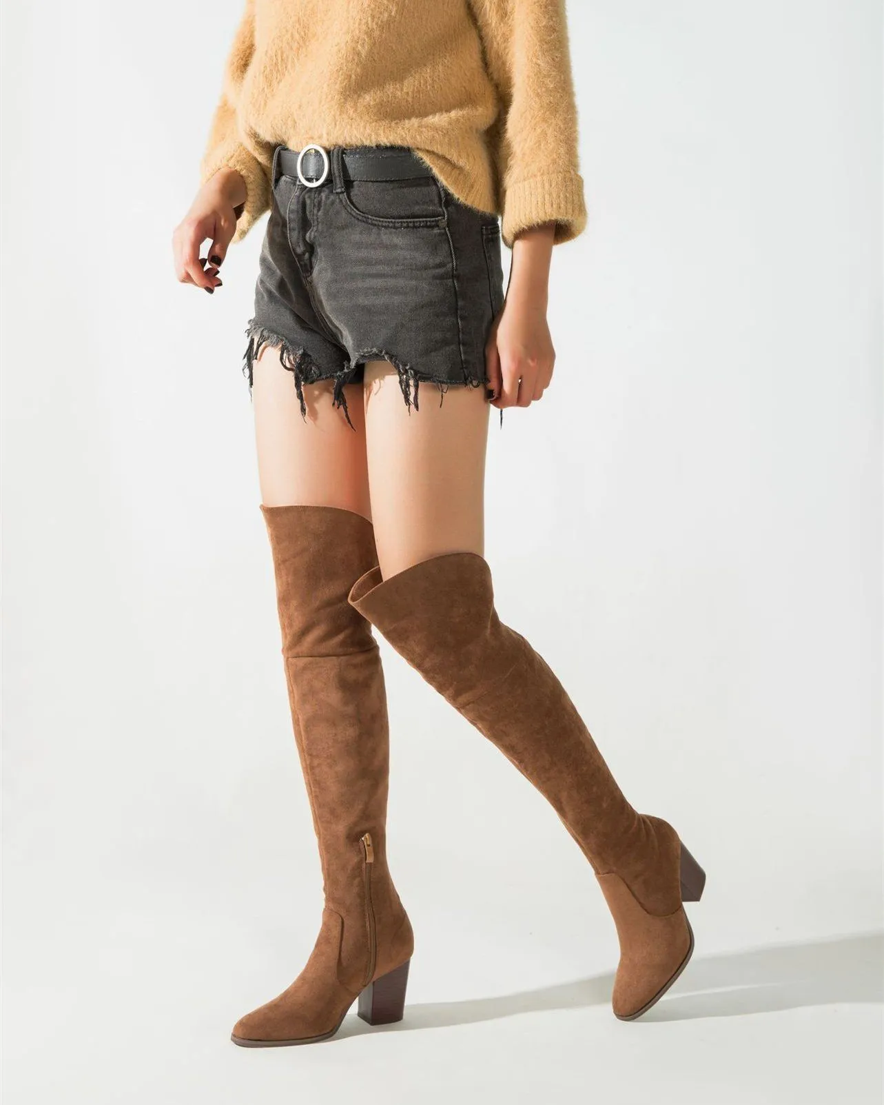 Over the Knee Riding Boots - Brown