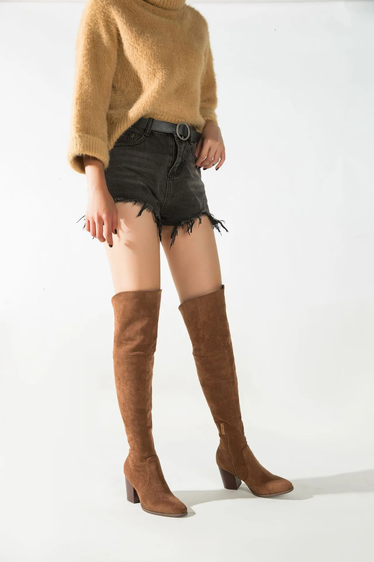 Over the Knee Riding Boots - Brown