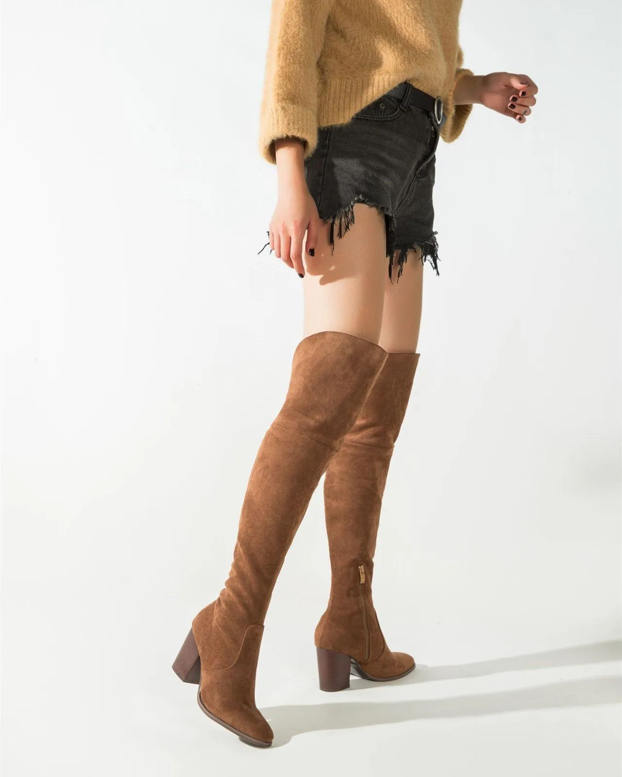 Over the Knee Riding Boots - Brown