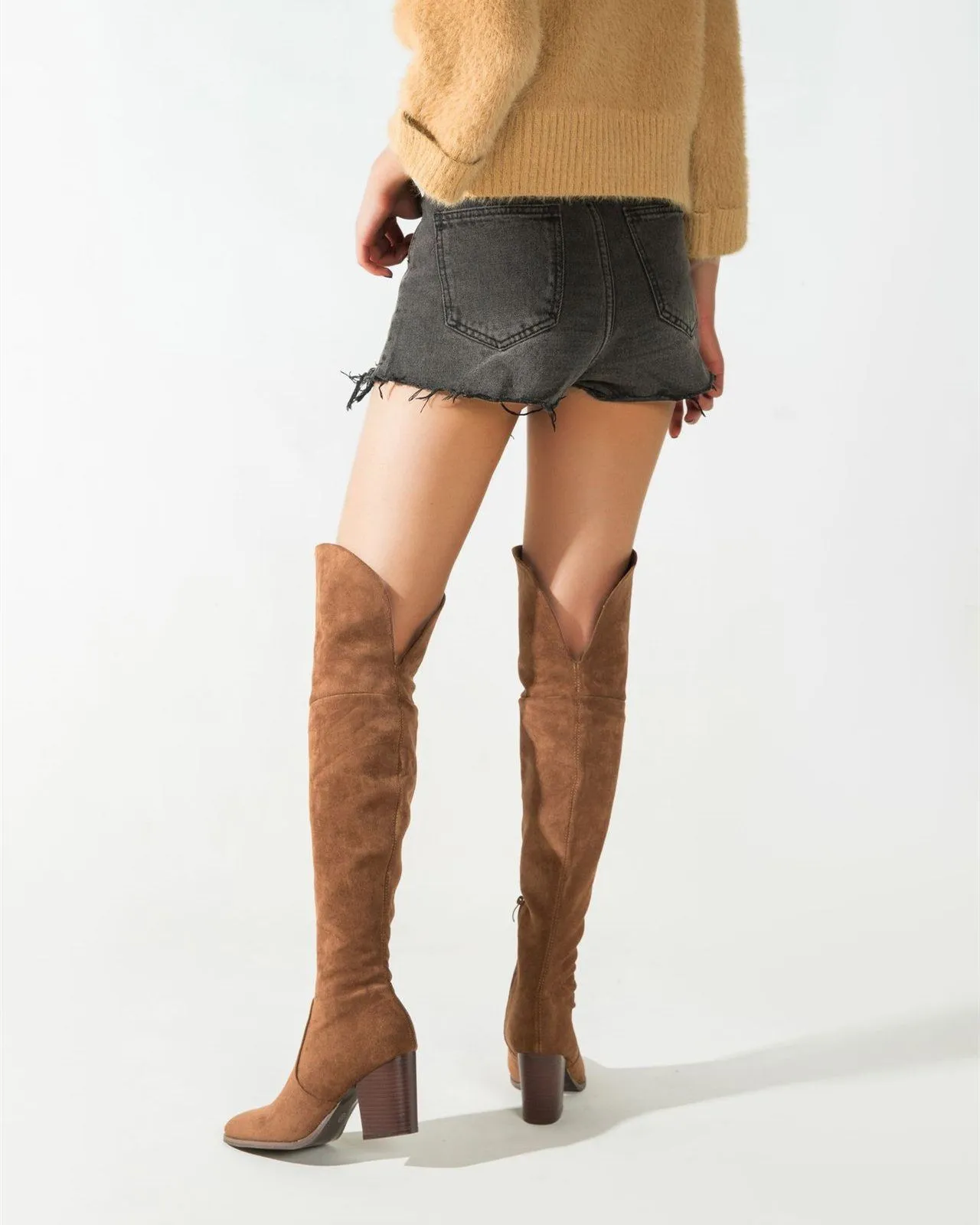 Over the Knee Riding Boots - Brown