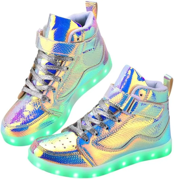 Padgene Women's Men's LED Lights Up Shoes Unisex Luminous Flashing Trainers USB Charging Lace Up Couples Dancing Shoes