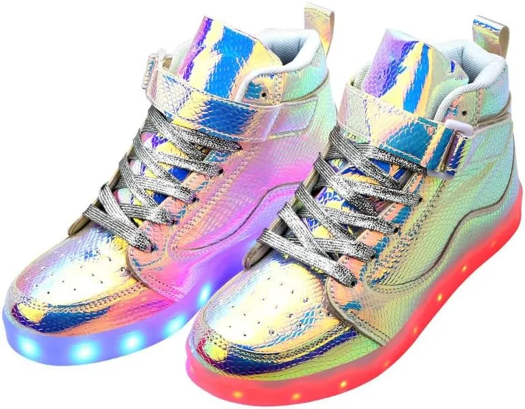 Padgene Women's Men's LED Lights Up Shoes Unisex Luminous Flashing Trainers USB Charging Lace Up Couples Dancing Shoes