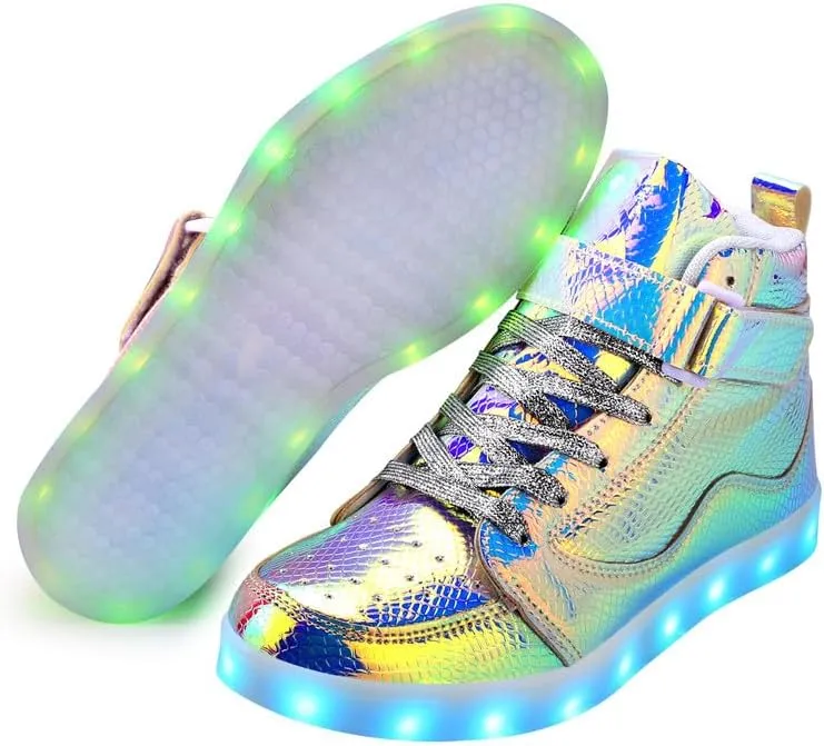 Padgene Women's Men's LED Lights Up Shoes Unisex Luminous Flashing Trainers USB Charging Lace Up Couples Dancing Shoes