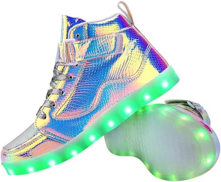 Padgene Women's Men's LED Lights Up Shoes Unisex Luminous Flashing Trainers USB Charging Lace Up Couples Dancing Shoes