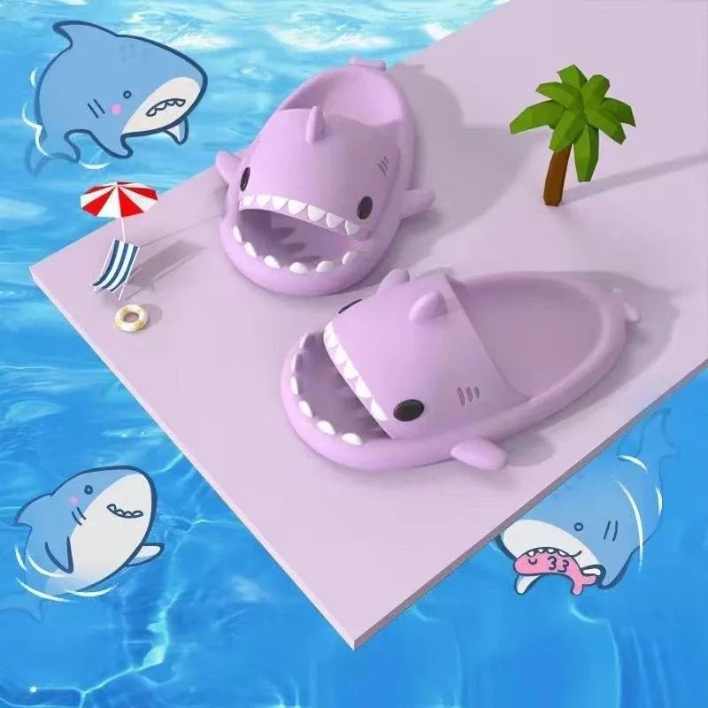 Pallene 2024 New Kids Shark Slippers Fashion Children Cartoon Slippers
