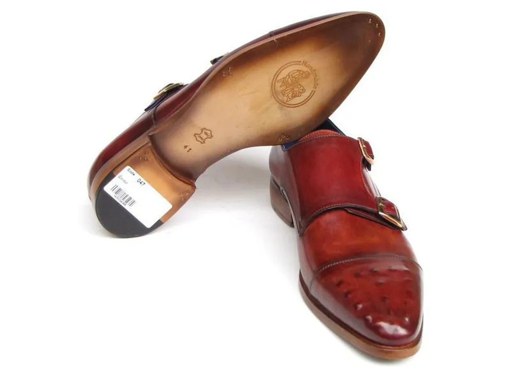 Paul Parkman Men's Double Monkstrap Burgundy Leather (ID#047-BUR)
