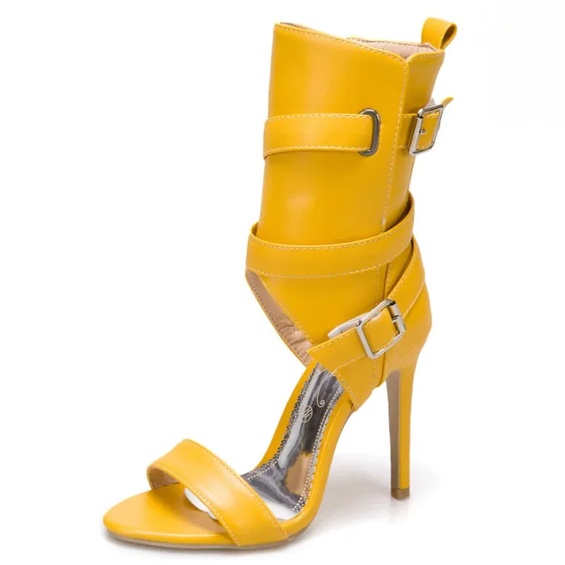 Peep Toe Ankle Buckle High Heel Shoes