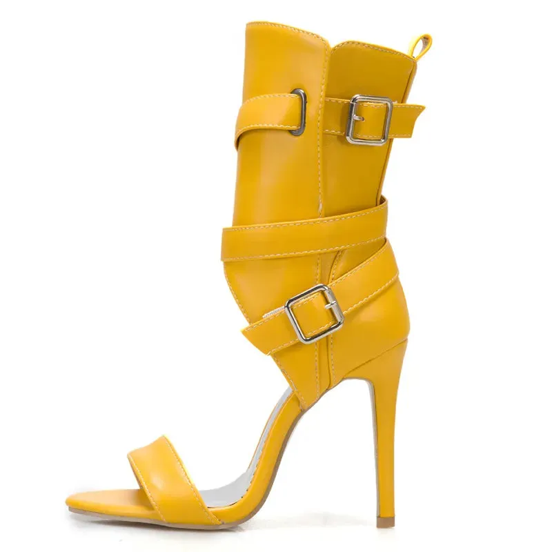 Peep Toe Ankle Buckle High Heel Shoes
