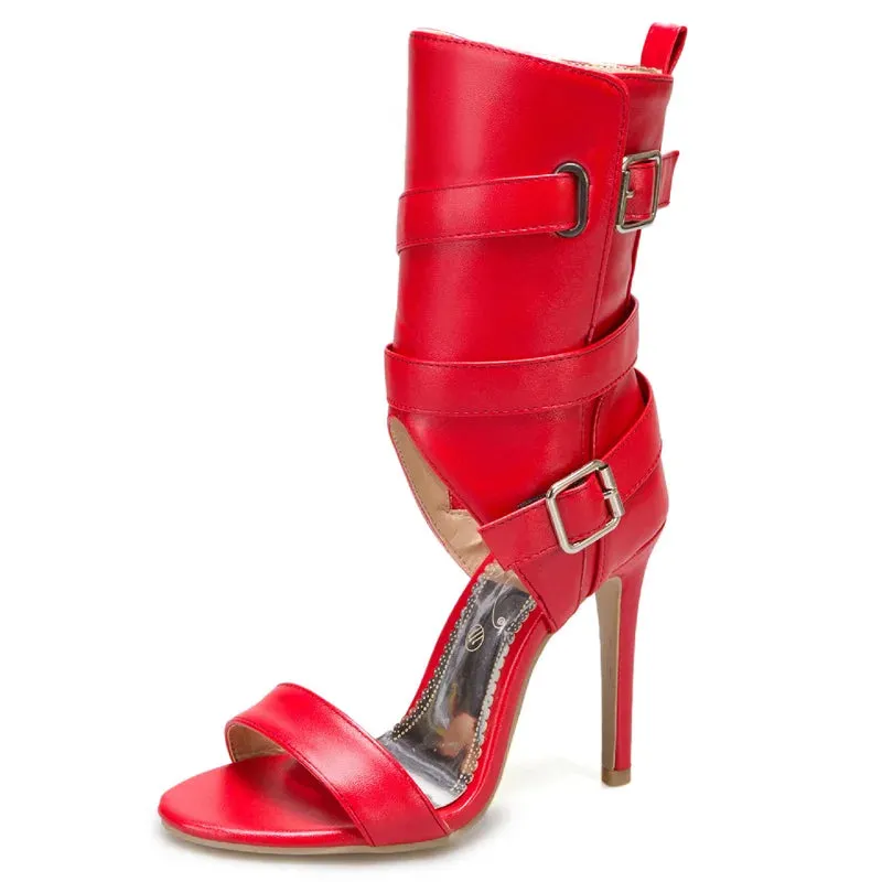 Peep Toe Ankle Buckle High Heel Shoes