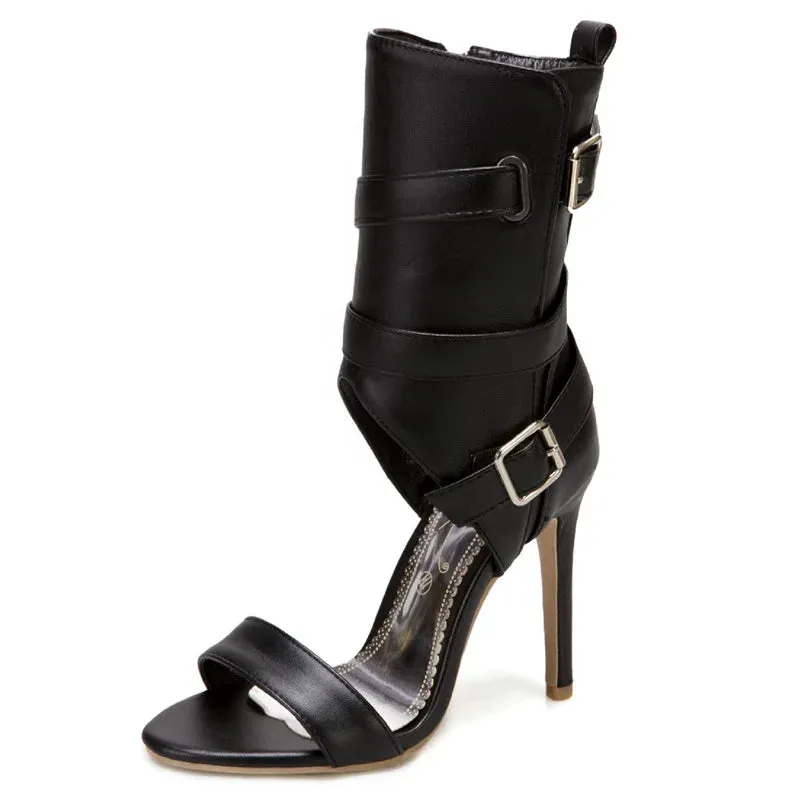 Peep Toe Ankle Buckle High Heel Shoes