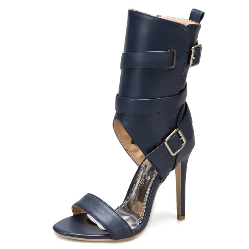 Peep Toe Ankle Buckle High Heel Shoes