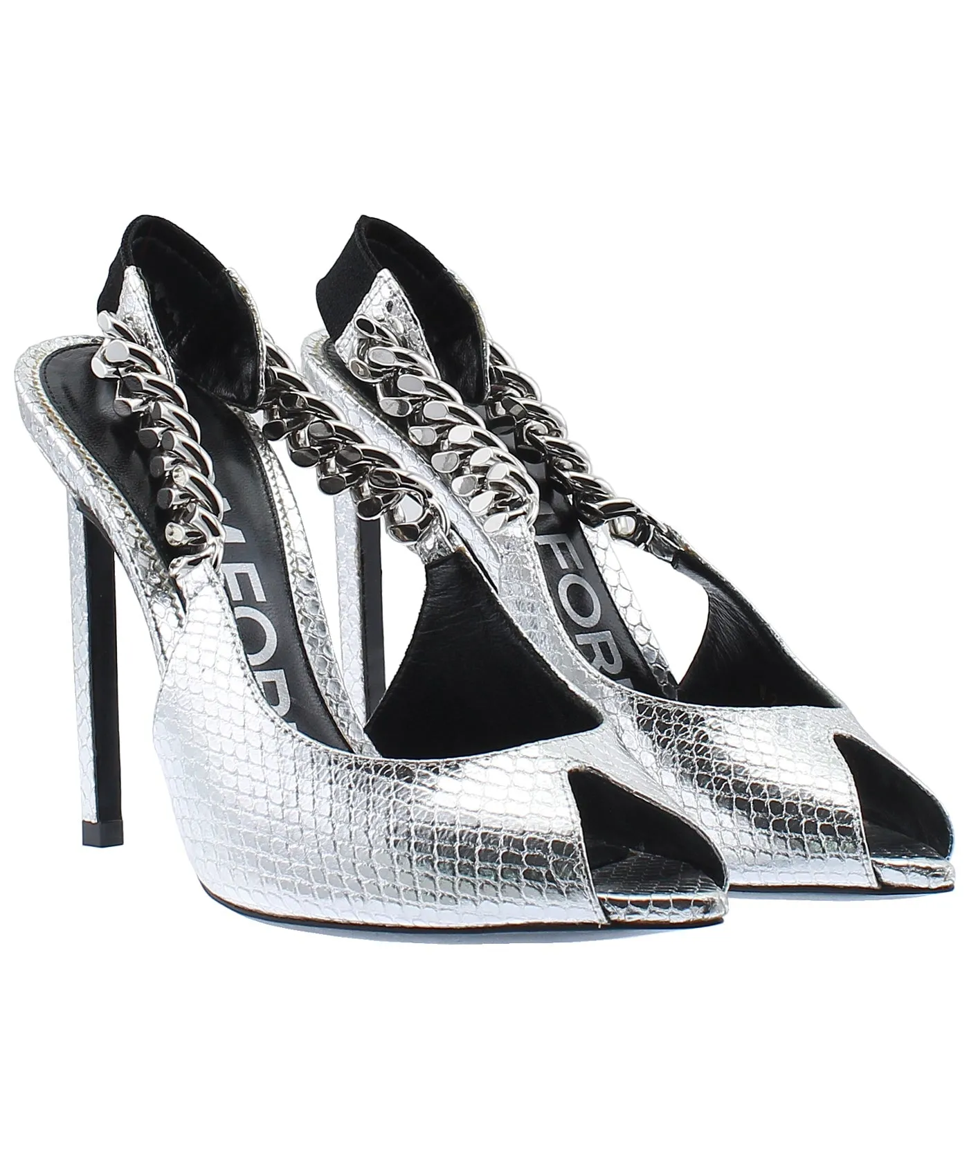 Peep Toe Slingback Leather Pumps