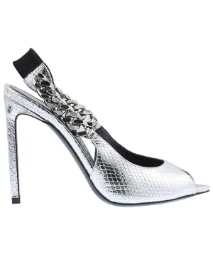 Peep Toe Slingback Leather Pumps