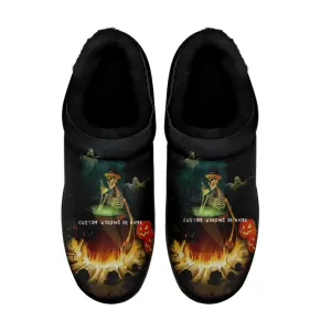 Personalized Skull Indoor Slipper, Custom Ghost Slipper, Kate Comfortable Slippers, Halloween Gift