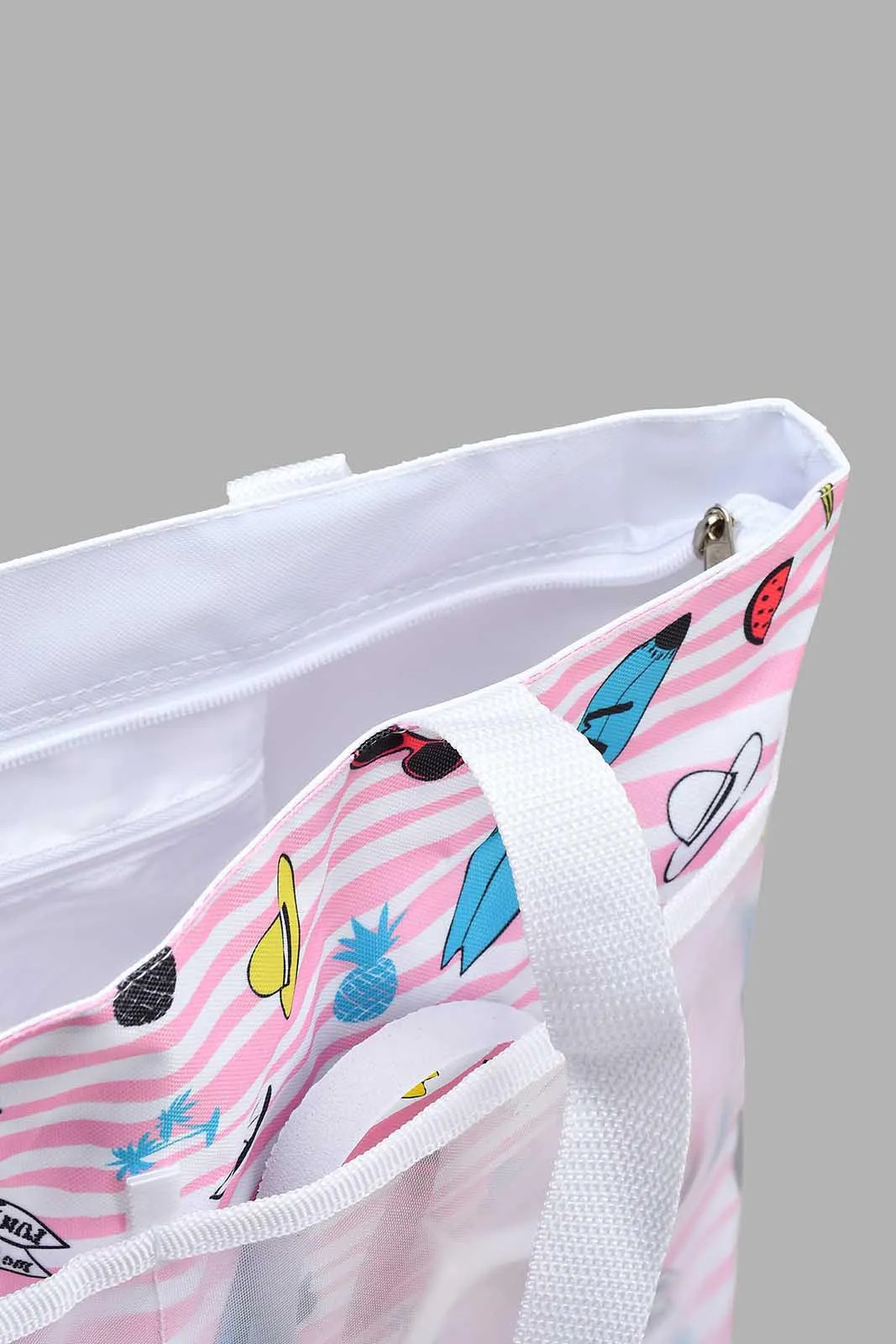 Pink Beach Bag With Flip Flop (2 Piece)
