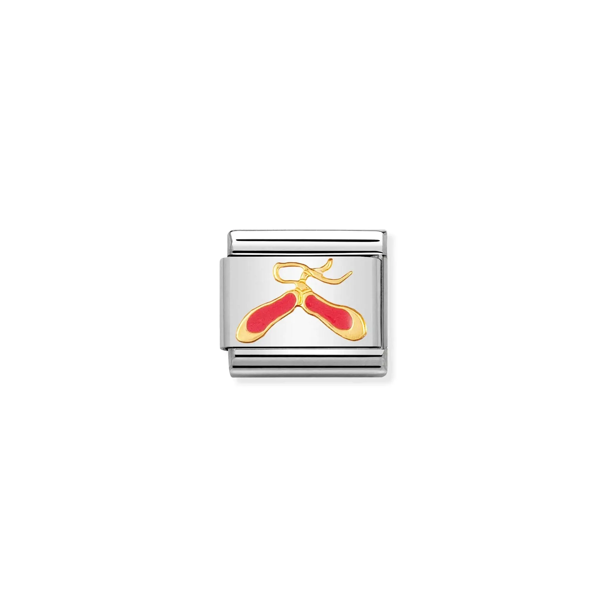 Pink Dance/ Ballet Shoes Charm - 18K Gold and Enamel