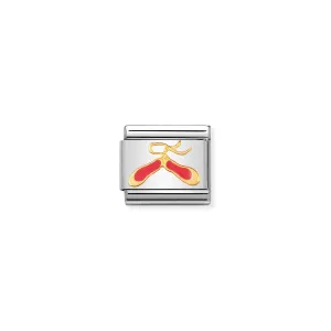 Pink Dance/ Ballet Shoes Charm - 18K Gold and Enamel