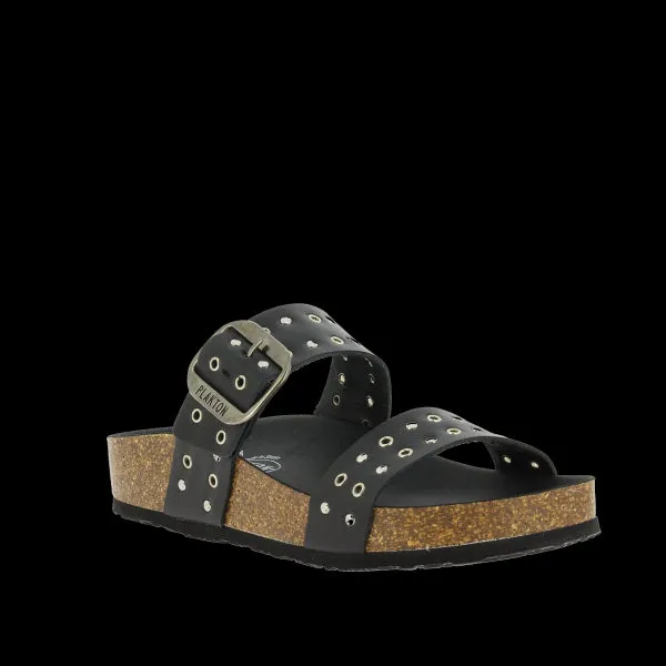 Plakton 343004 Black Studs Two Strap Sandals