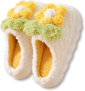 Plush Floral Slippers Adult Women’s Men’s Warm home Indoor Non-Slip Flowers for Winter Comfort