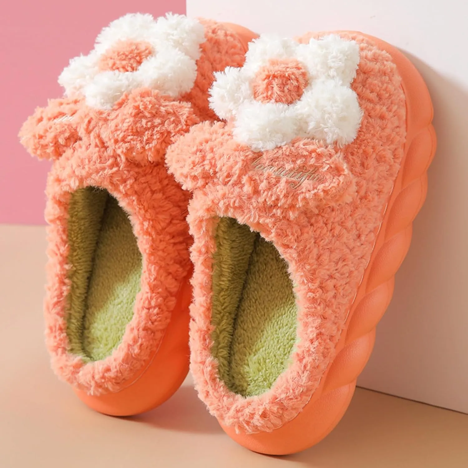 Plush Floral Slippers Adult Women’s Men’s Warm home Indoor Non-Slip Flowers for Winter Comfort