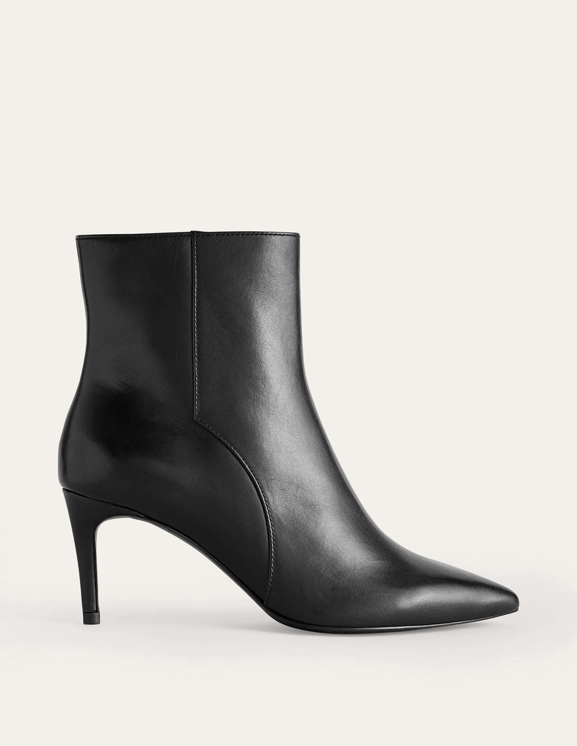Pointed-Toe Ankle Boots-Black Leather