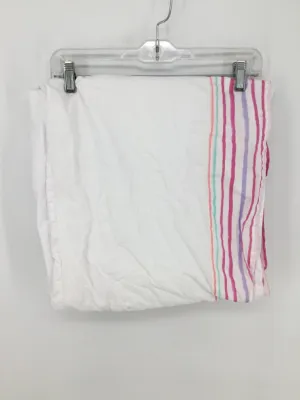 Pottery Barn Kids White/Pink Strip Crib Skirt