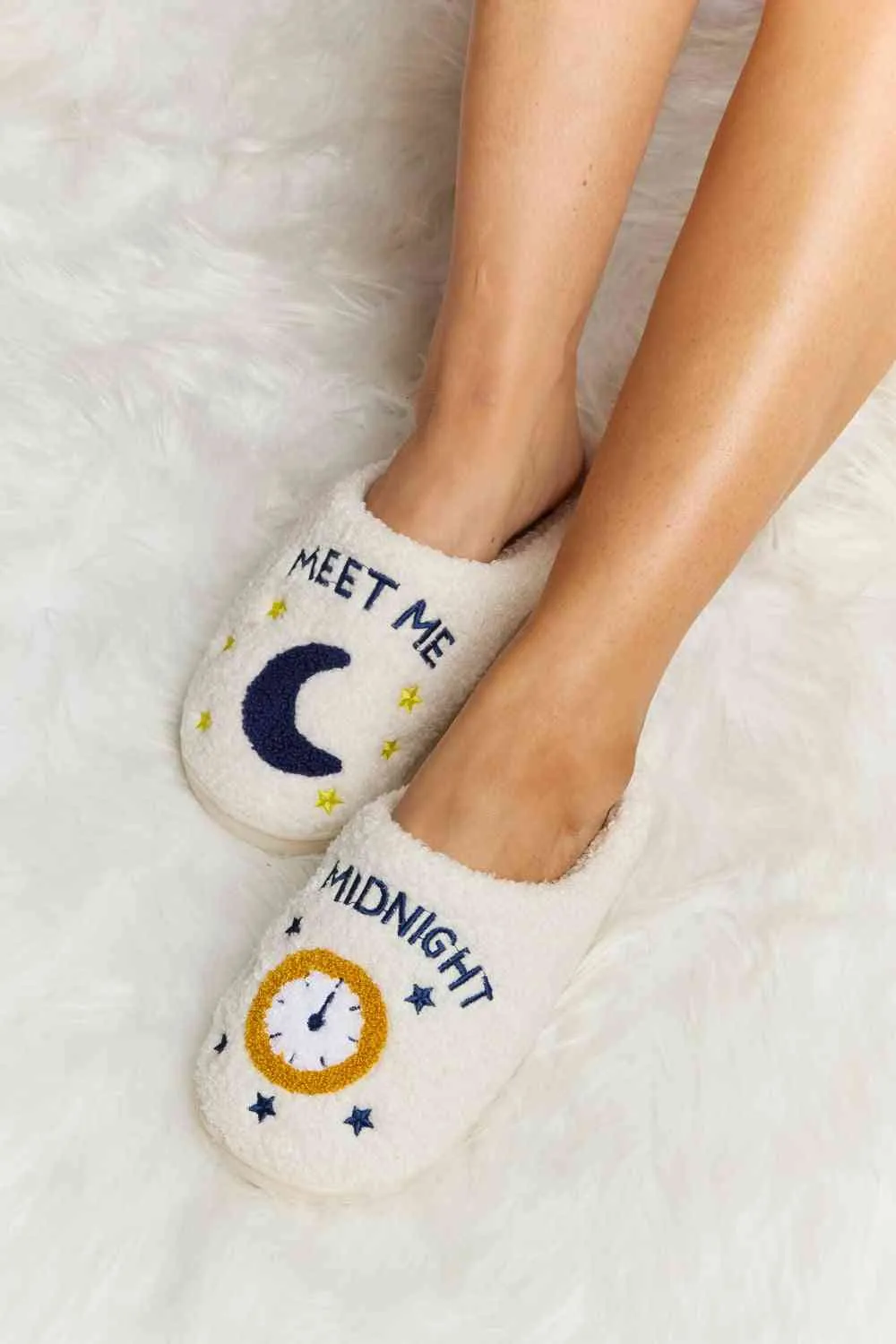 Print Plush Slide Slippers