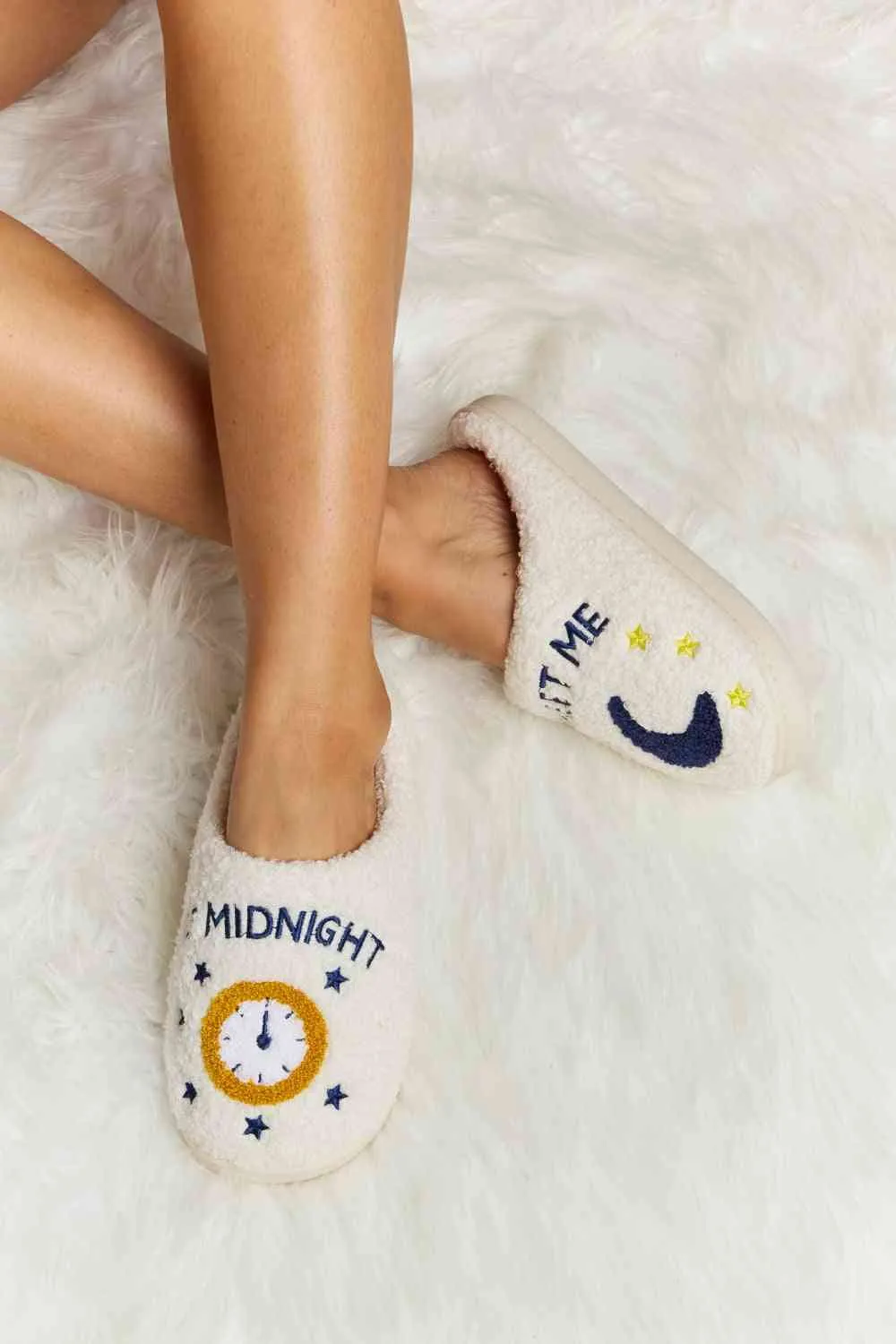 Print Plush Slide Slippers