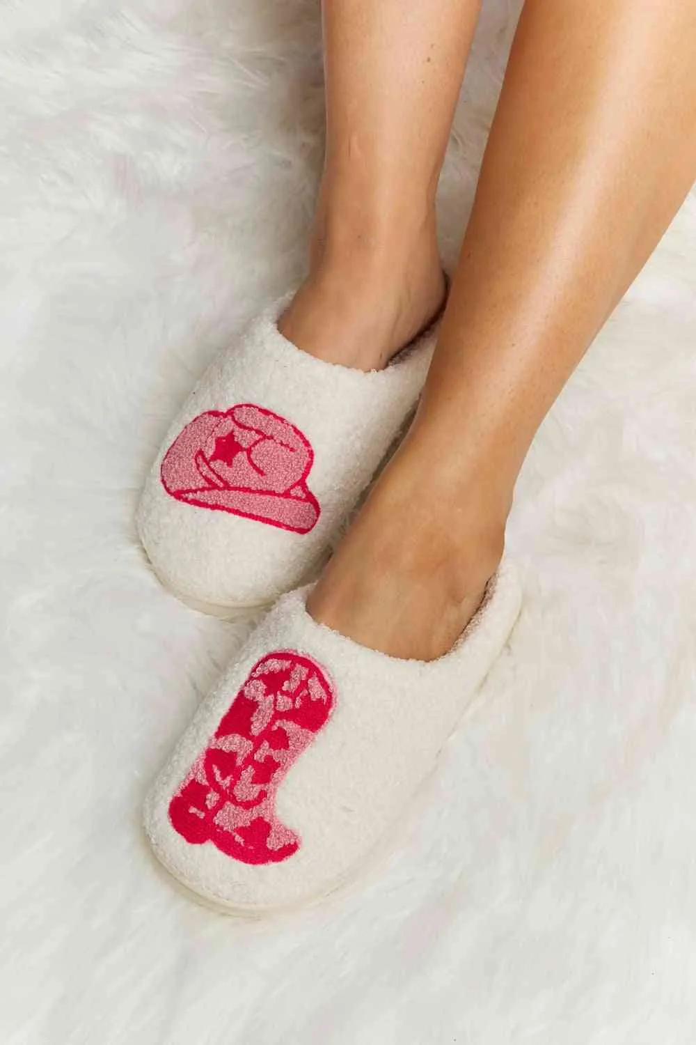 Print Plush Slide Slippers