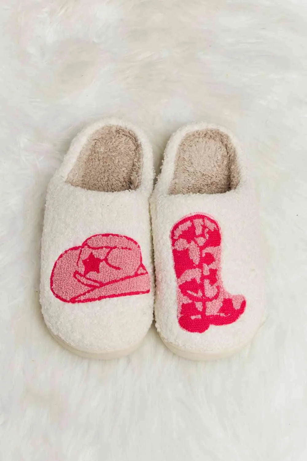 Print Plush Slide Slippers