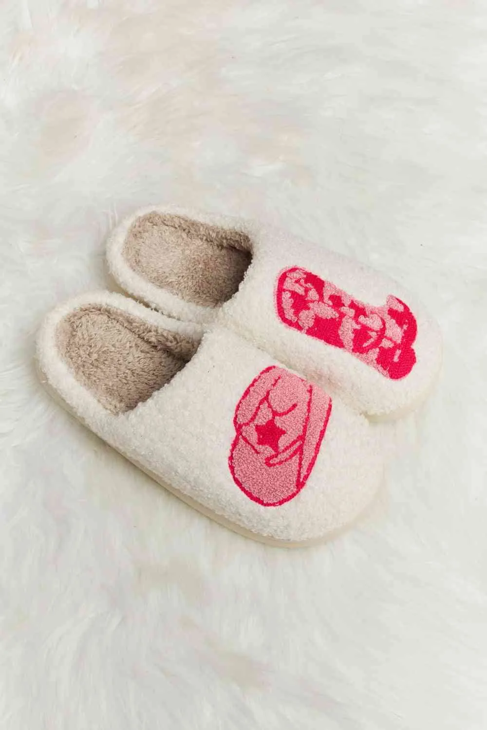 Print Plush Slide Slippers