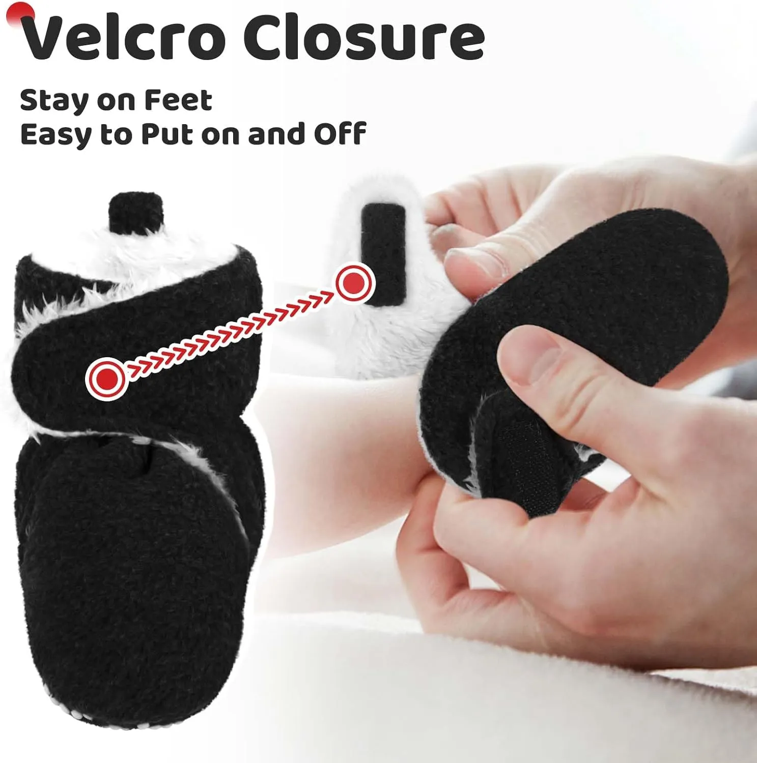 Pro Goleem Plush fleece Baby Booties, Warm Soft Baby Slippers, Stay On Sock Shoes, Easy to Put on, Cozy Non-Slip Adjustable Newborn Boots for Boys and Girls, Unisex Baby Gifts